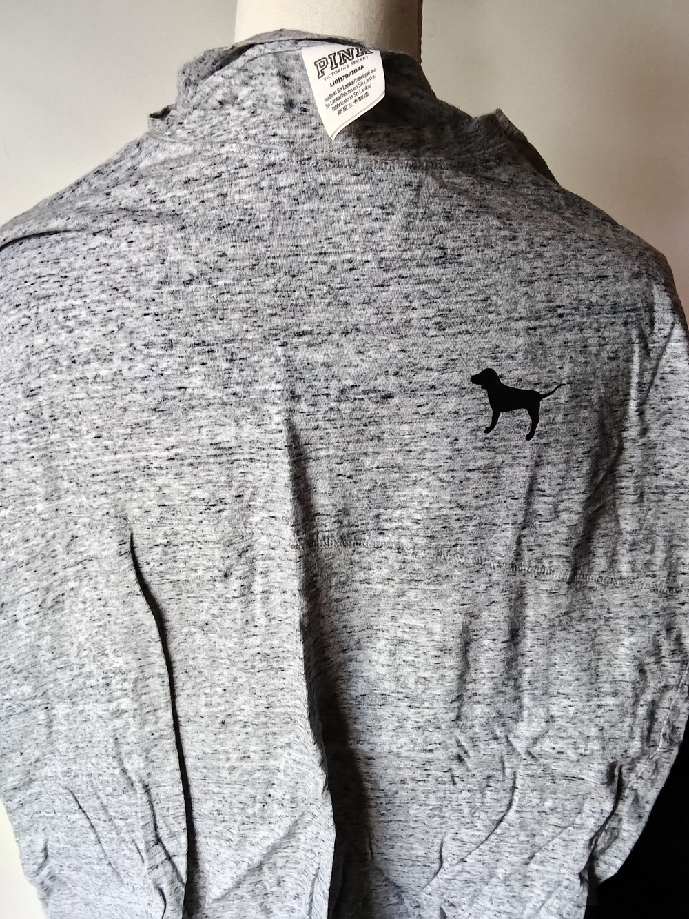 Victoria's Secret PINK Heather Gray Men's Crewneck Sweater with Dog Silhouette